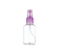 Komonee 2 x Mini Spray Bottles 50ml 1.69oz Purple Top Clear Travel Cosmetic Mist Liquid Refillable Portable Plastic Container For Airport Security