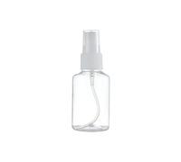 Komonee 2 x Mini Spray Bottles 50ml 1.69oz White Top Clear Travel Cosmetic Mist Liquid Refillable Portable Plastic Container For Airport Security