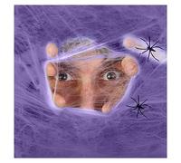 Komonee 2 x Spiderweb Halloween Stretchy Fake Cob Web and Spiders Indoor Outdoor Garden Haunted House Decoration Purple