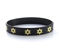 Komonee 2 x Star Of David Jewish Black Silicone Wristbands Rubber Band Bracelet Adult Teen Unisex