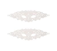 Komonee 2 x White Lace Mask Adult Halloween Venetian Masquerade New Years Eve Eyemask Costume Party Unisex Fancy Dress Outfit