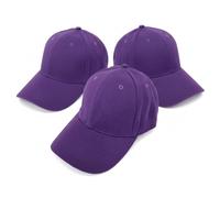 Komonee 3 x Classic Purple Baseball Cap for Men & Women - Adjustable Plain 6 Panel Casual Sport Golf Dad Sun Hat