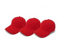 Komonee 3 x Classic Red Baseball Cap for Men & Women - Adjustable Plain 6 Panel Casual Sport Golf Dad Sun Hat