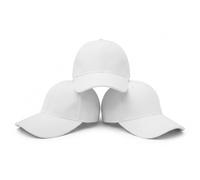 Komonee 3 x Classic White Baseball Cap for Men & Women - Adjustable Plain 6 Panel Casual Sport Golf Dad Sun Hat