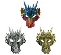 Komonee 3 x Dragon Mask Adult Halloween Drake Lizard Costume Party Unisex Fancy Dress Outfit