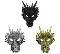 Komonee 3 x Dragon Mask Adult Halloween Drake Lizard Costume Party Unisex Fancy Dress Outfit