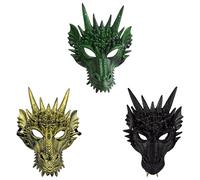 Komonee 3 x Dragon Mask Adult Halloween Drake Lizard Costume Party Unisex Fancy Dress Outfit