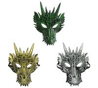 Komonee 3 x Dragon Mask Adult Halloween Drake Lizard Costume Party Unisex Fancy Dress Outfit