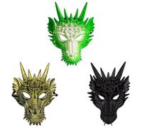 Komonee 3 x Dragon Mask Adult Halloween Drake Lizard Costume Party Unisex Fancy Dress Outfit