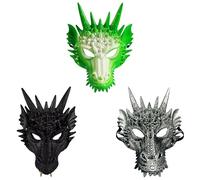 Komonee 3 x Dragon Mask Adult Halloween Drake Lizard Costume Party Unisex Fancy Dress Outfit