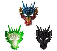 Komonee 3 x Dragon Mask Adult Halloween Drake Lizard Costume Party Unisex Fancy Dress Outfit