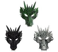 Komonee 3 x Dragon Mask Halloween Adult Drake Lizard Costume Party Game Unisex Fancy Dress Up GOT Outfit Dungeons Thrones