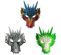 Komonee 3 x Dragon Mask Halloween Adult Drake Lizard Costume Party Game Unisex Fancy Dress Up Outfit Dungeons Thrones