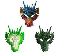 Komonee 3 x Dragon Mask Halloween Adult Drake Lizard Costume Party Game Unisex Fancy Dress Up Outfit Dungeons Thrones