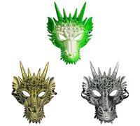 Komonee 3 x Dragon Mask Halloween Adult Drake Lizard Costume Party Game Unisex Fancy Dress Up Outfit Dungeons Thrones