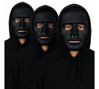 Komonee 3 x Halloween Mask Plain Black Costume Adult Outfit Scary Spooky Horror Party Face Fancy Dress Cosplay For Men Women