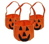 Komonee 3 x Kids Little Orange Pumpkin Halloween Trick or Treat Childrens Candy Sweets Felt Carry Party Bag