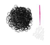 Komonee 300 Black Loom Bands Refill Pack with Hook Tool and Clips for Kids DIY Friendship Bracelet Jewellery Making Creative Art Craft Kit and Engaging Childrens Activity Games for Fun Party Projects