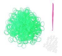 Komonee 300 Green Loom Bands Refill Pack with Hook Tool and Clips for Kids DIY Friendship Bracelet Jewellery Making Creative Art Craft Kit and Engaging Childrens Activity Games for Fun Party Projects