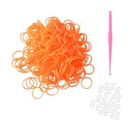 Komonee 300 Orange Loom Bands Refill Pack with Hook Tool and Clips for Kids DIY Friendship Bracelet Jewellery Making Creative Art Craft Kit and Engaging Childrens Activity Games for Fun Party Projects