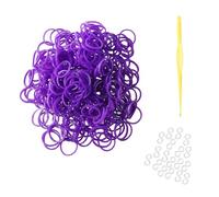 Komonee 300 Purple Loom Bands Refill Pack with Hook Tool and Clips for Kids DIY Friendship Bracelet Jewellery Making Creative Art Craft Kit and Engaging Childrens Activity Games for Fun Party Projects