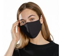Komonee 4 x 4 Ply Black Face Mask: Winter Washable Reusable Cloth Mouth Cover - Breathable Dustproof Protection for Men & Women - Thermal Warmth for Outdoors, Cycling, Skiing & Daily Use - Adjustable