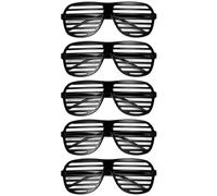Komonee 5 x Black Shutter Shades Fun Novelty Plastic Party Retro Fancy Dress Costume Prop Rave Club Eyewear Disco Adults 80's Sunglasses