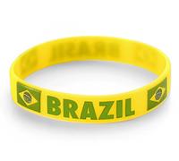 Komonee 5 x Brazil Yellow World Cup Sports Event Football Country National Flag Silicone Wristbands