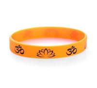 Komonee 5 x Hindu Om Aum Orange Silicone Wristbands Rubber Band Bracelet Adult Teen Unisex