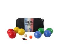 Komonee 8 Boules Petanque Bowls Set Luxury Polished Mix Coloured Stainless Steel Balls Popular French Game Includes Measure With Wooden Jacks And Black Canvas Carry Bag