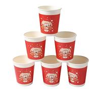 Komonee 96 x Christmas Themed Disposable Paper Party Cups Xmas Santa Home Dinner Table Decoration Hot Cold Recyclable Festive Drink Work Office School Parties Pack 9oz 250ml