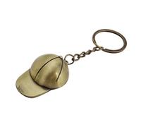 Komonee Baseball Cap Gold Metal Keychain Flat Peak Key Ring Hat Key Chain Novelty Headwear Keyring