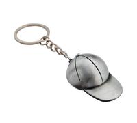 Komonee Baseball Cap Silver Metal Keychain Flat Peak Key Ring Hat Key Chain Novelty Headwear Keyring