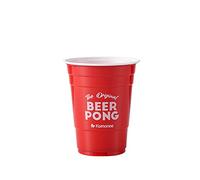 Komonee Beer Pong 16oz 500ml Wide Rimmed American Red Party Cups 6pcs USA Adult Drinking Game Olympics Re-usable Novelty Plastic Drink Strong Glass