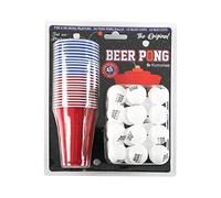 Komonee Beer Pong Set 48 Piece Mega Pack American Adult Indoor Novelty Drinking Game 24 Re-usable Cups and 24 White Balls