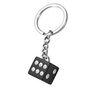 Komonee Black Dice Key Chain Novelty Keyring Casino Playing Game Keychain Fun Car 6 Sided Die Lucky Charm Key Ring For Men and Women