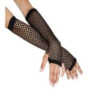 Komonee Black Fishnet Gloves Long Fingerless Arm Warmers, Elbow Length Mesh Sleeves for Women, Stretchy Sheer Opera Style for Rave Cosplay Halloween 80s Costume, One Size