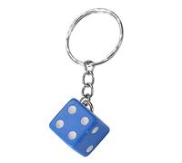 Komonee Blue Dice Key Chain Novelty Keyring Casino Playing Game Keychain Fun Car 6 Sided Die Lucky Charm Key Ring For Men and Women