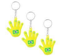 Komonee Brazil Hand Key Chains Novelty Key Ring South American Keychain Rio World Cup Keyrings (Pack of 3)