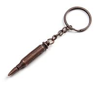 Komonee Bronze Bullet Keyring - Metal Ammunition Projectile Gun Keychain, Novelty Gift for Men & Women