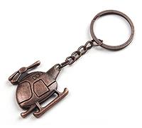 Komonee Bronze Helicopter Key Chain Metal Heli Keyring VTOL Flying Aircraft Mens Womens Keychain