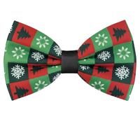 Komonee Christmas Bow Tie for Men Women Green Holly Pattern Novelty Xmas Accessory Funny Festive Neckwear for Holiday Office Parties Unisex Secret Santa Gift Idea Pre-Tied Adjustable Neck Strap