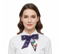 Komonee Christmas Cravat Bow Blue Snowman - Oversized Neck Tie Funny Colourful Design, Xmas Accessory for Holiday Parties, Fancy Dress Festive Outfits