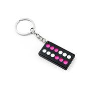 Komonee Domino Game Plastic Key Chain D6 Dominoes Key Ring Numbered Pink White Black Family Game Keychain Novelty Gift Lucky Charm Keyring (Pack of 5)