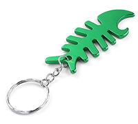 Komonee Fish Bone Green Bottle Opener Key Chain Metal Dead Sea Life Key Ring Novelty animal Keychain Keyrings (Pack of 3)