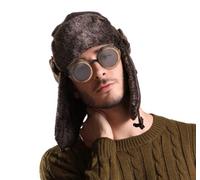 Komonee Halloween Retro Pilot Kit Fancy Dress Up Fighter Costume Outfit WW2 Dog Ear Cap Hat Goggles Accessories Kids School Day