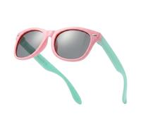 Komonee Kids Flexible Sunglasses Polarized Pink With Turquoise Silicone Drifter Classic Style Retro Sun Shades Eye Glasses UV400 Unisex For Boys and Girls Age 3-10
