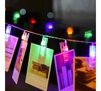 Komonee LED Photo Lights Multi Coloured 20 Peg Clip String Light Hanging Christmas Cards Wedding Pictures Powered by USB