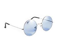 Komonee Lennon Style Round Sunglasses - Clear Blue Flat Lens Glasses Retro Vintage Hippy Tea Shades for Men & Women, Steampunk Fashion Eyeglasses, UV400 Protection Eye Wear