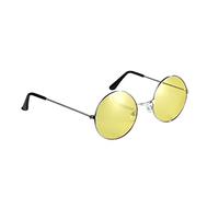 Komonee Lennon Style Yellow Flat Lens Round Retro Classic Sunglasses Vintage Hippy Tea Shades Unisex Steampunk UV400 Protection